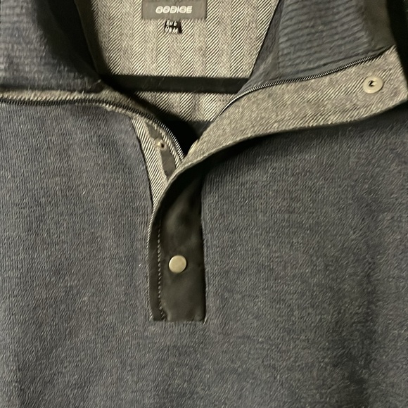 Codice Men's 1/4 Zip/ button Pullover Sweater Patch Elbows Dark Navy Size M - Picture 5 of 11